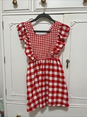 Cat & Jack Red and White Gingham Ruffle Dress